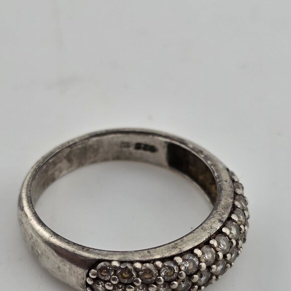 925 Sterling Silver Ring white Stone Vintage Band Size 9 - Picture 5 of 8